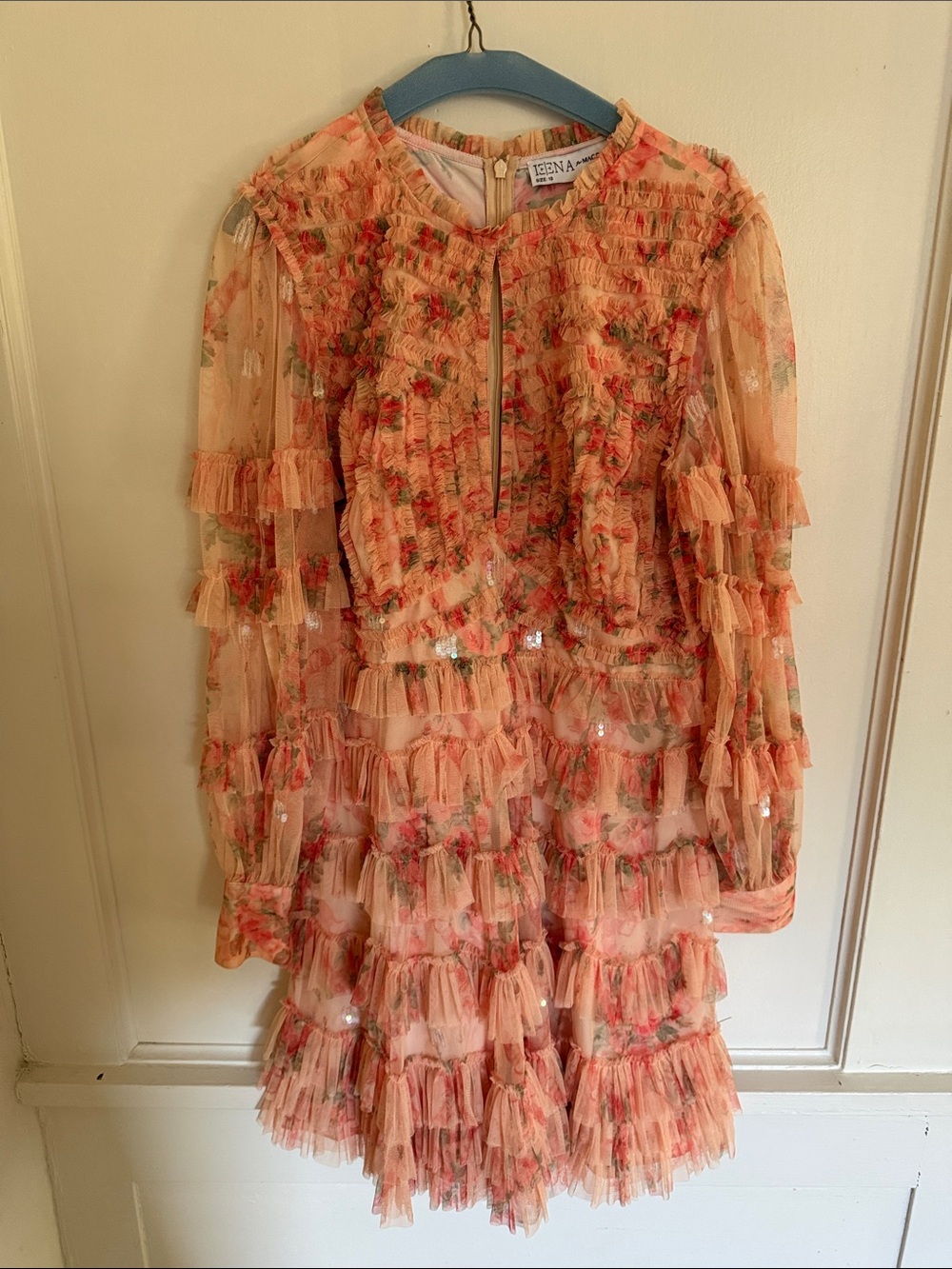 IEENA for Mac Douggal size 10 Orange Key Hole Detail Long Sleeve Dress - Picture 5 of 11